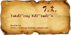 Takácsy Kálmán névjegykártya